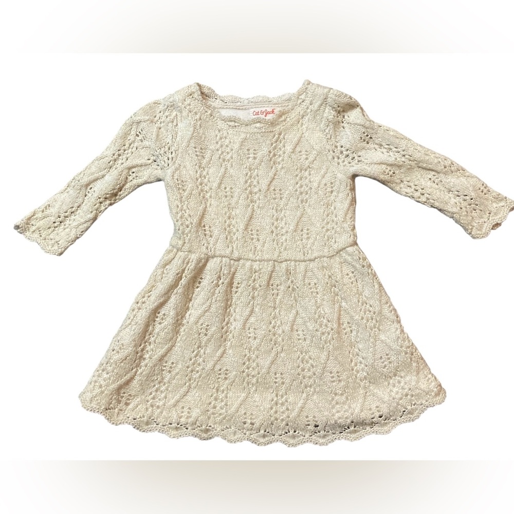 Cat & Jack Toddler Girls Sparkle Knit Long Sleeve Sweater Dress - Holidays  18M